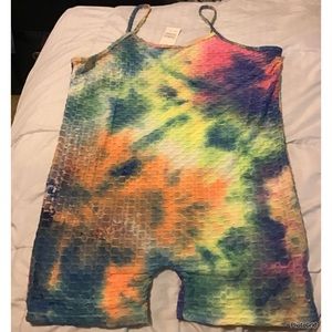 AQ Sport 3X plus size multicolored tie dye short romper NWT
